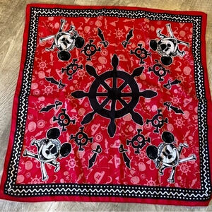 NWOT Disney Pirate Night Bandana 100% Cotton Hand Wash Cold Mickey‎ Minnie Mouse